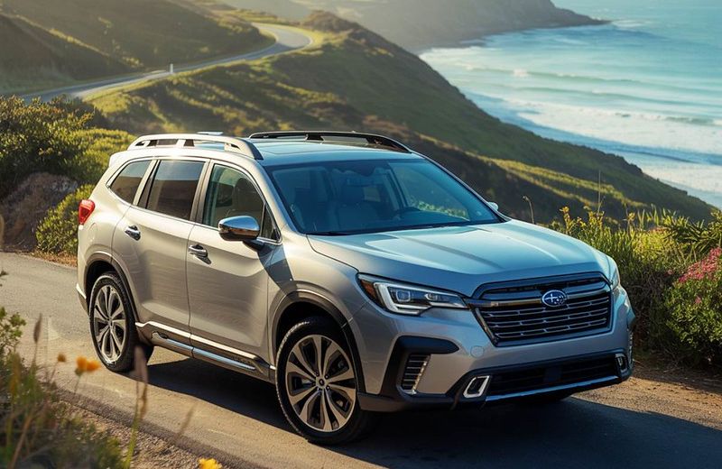 Silver-Subaru-on-an-ocean-highway-Subaru-Certified-Collision-Repair-at-Precision-Body-Paint