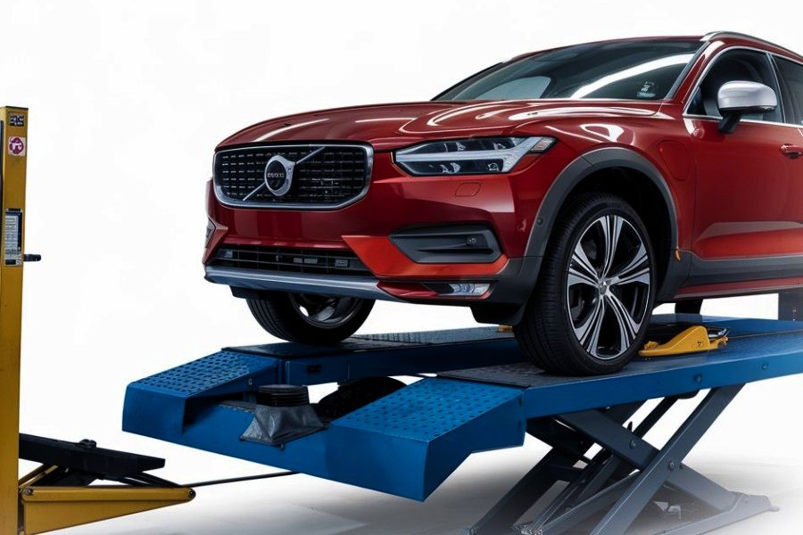 Volvo-suv-sitting-on-car-lift