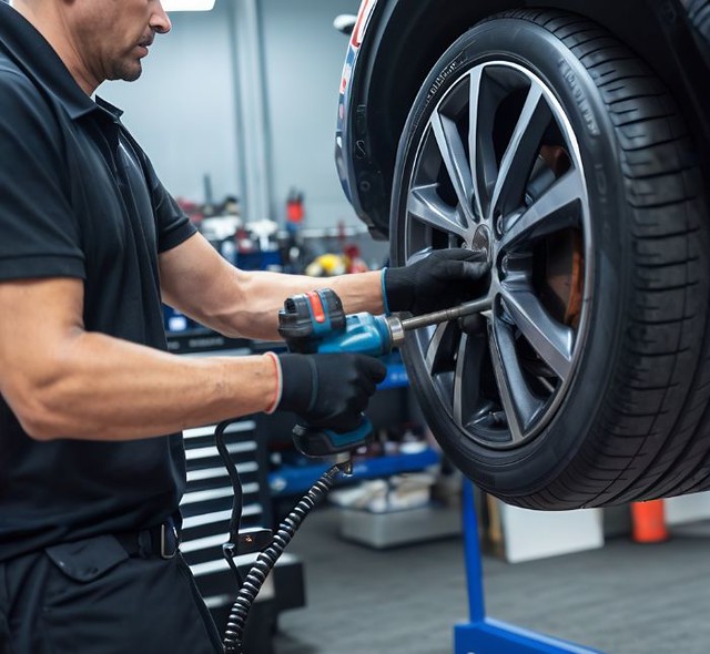 auto body technician changing tire-Gresham Auto Body Repair Precision First